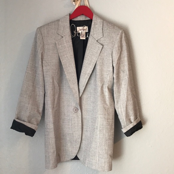 Vintage Worthington grey plaid blazer jacket - Picture 2 of 6